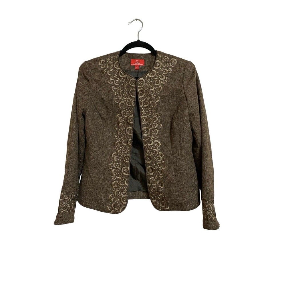 Oscar Embroidered Brown Blazer Size 6